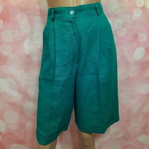 Vintage 80s Mondi Long Bermuda Walking Shorts Size S  High Waisted Turquoise